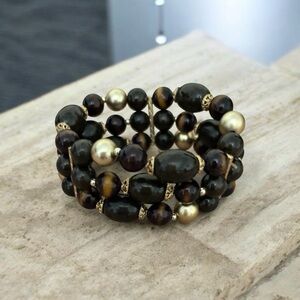 Elegant Black and Gold Beaded Bracelet